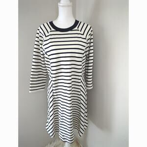 Banana Republic Striped Dress Size 16 Navy White Knit Casual Shift